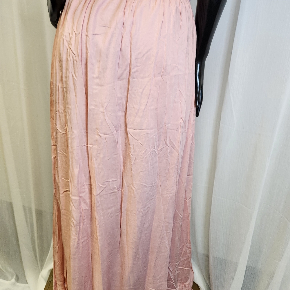 Pretty In Peachy Pink Off-Shoulder Maxi Dress with Ruffles - Picture 13 of 16